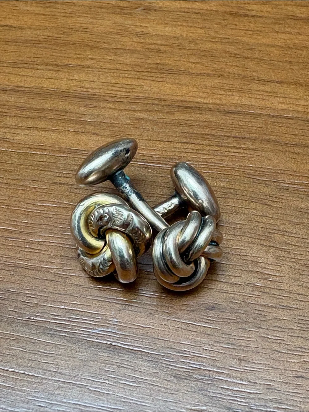 Pair of as-is gold knot vintage cuff links